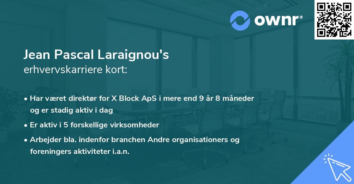 Jean Pascal Laraignou's erhvervskarriere kort