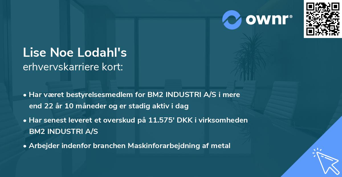 Lise Noe Lodahl's erhvervskarriere kort
