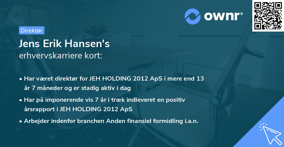 Jens Erik Hansen's erhvervskarriere kort
