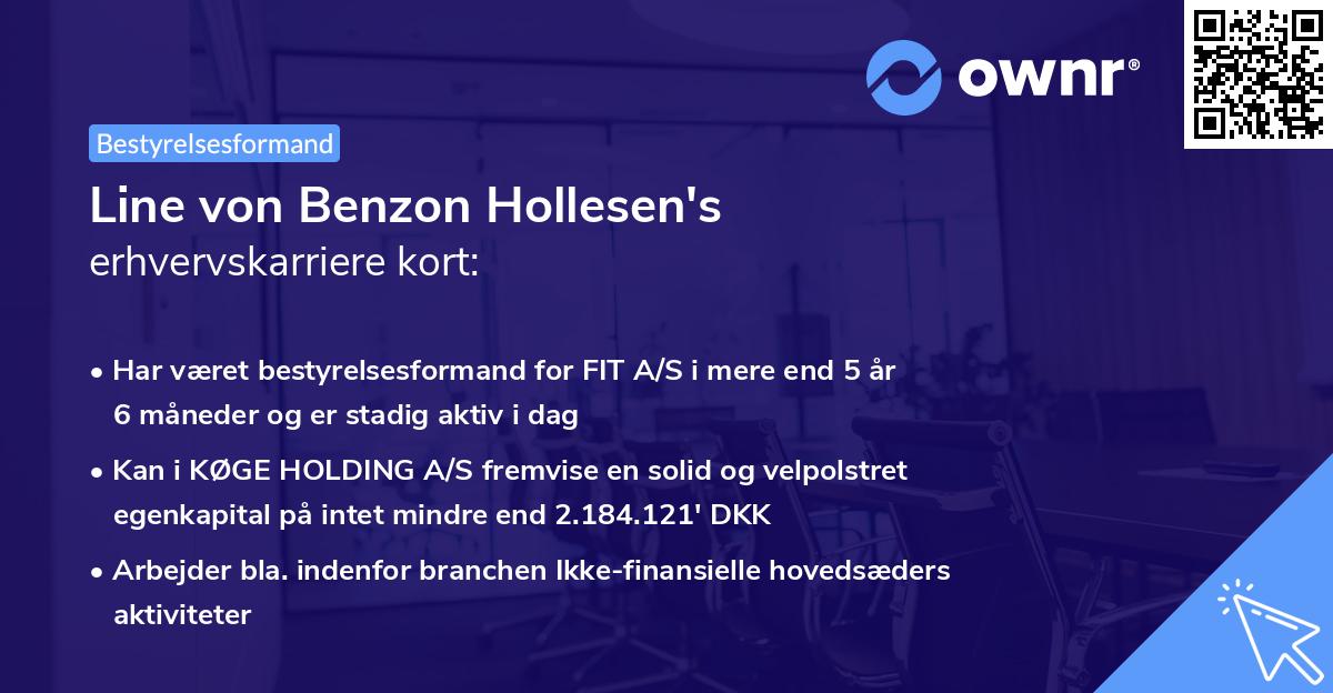 Line von Benzon Hollesen's erhvervskarriere kort