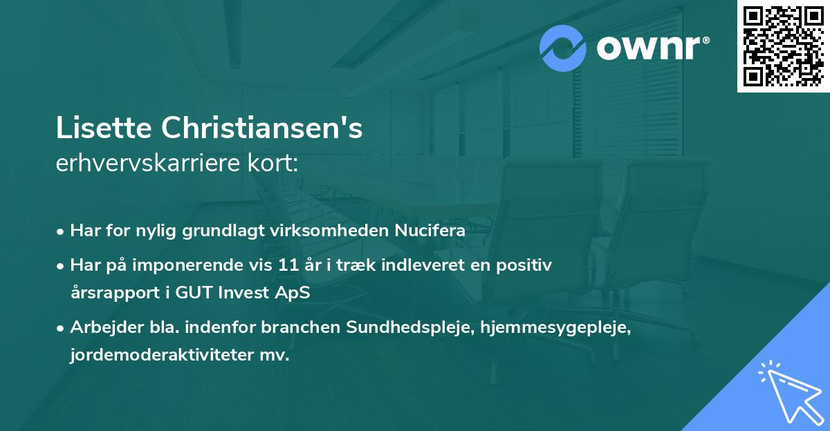 Lisette Christiansen's erhvervskarriere kort