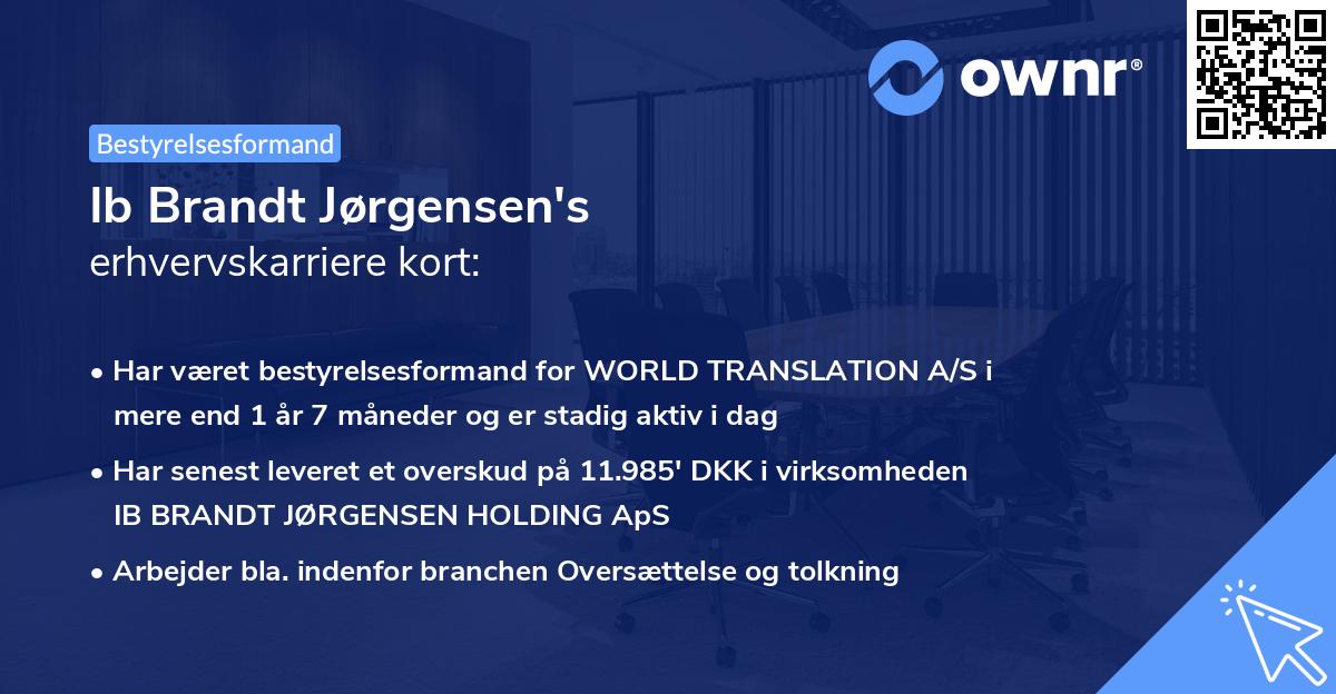 Ib Brandt Jørgensen's erhvervskarriere kort