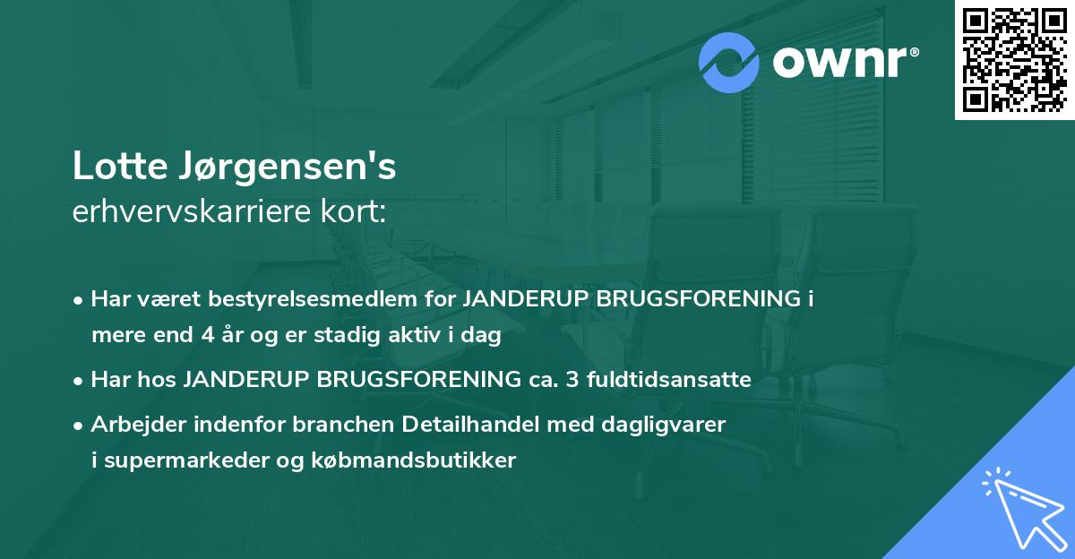 Lotte Jørgensen's erhvervskarriere kort