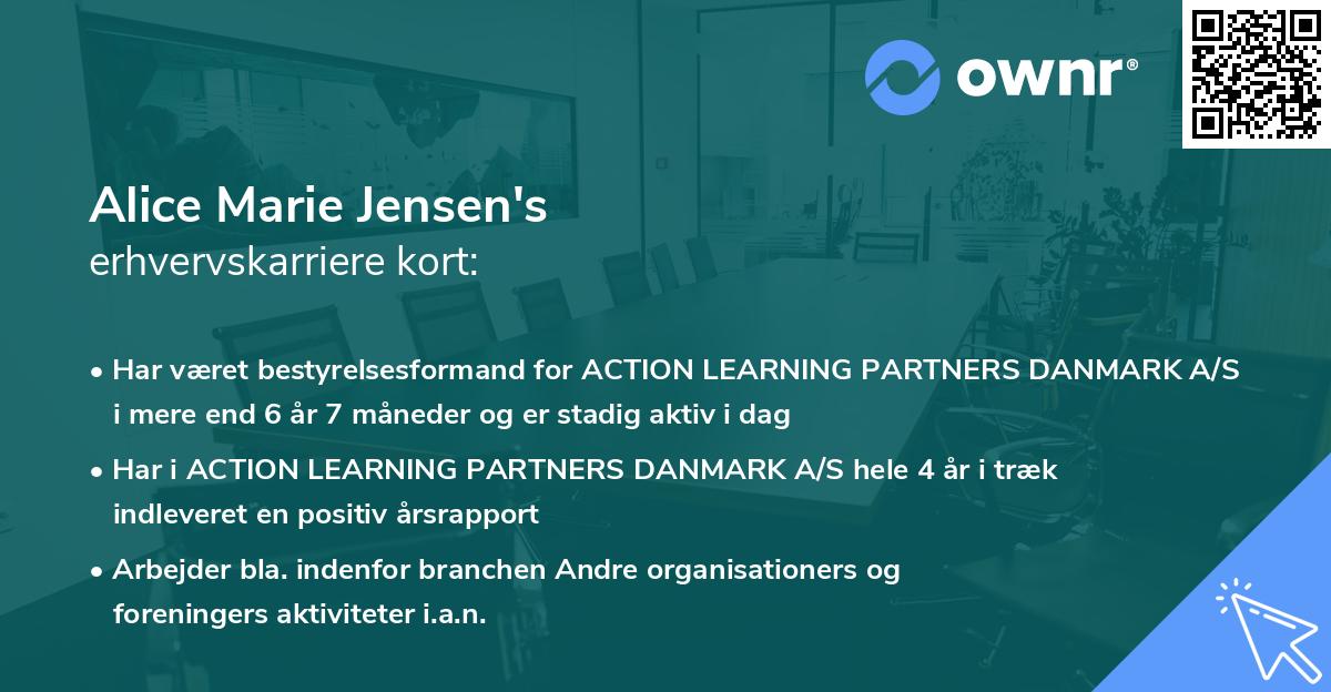 Alice Marie Jensen's erhvervskarriere kort