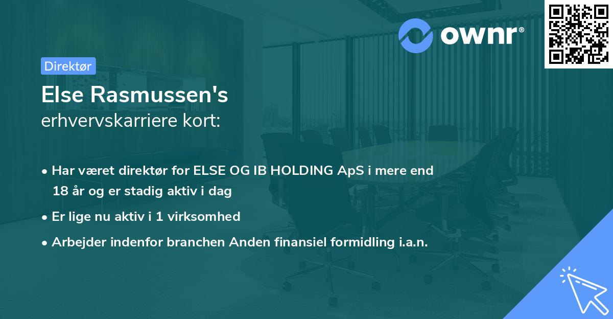 Else Rasmussen's erhvervskarriere kort