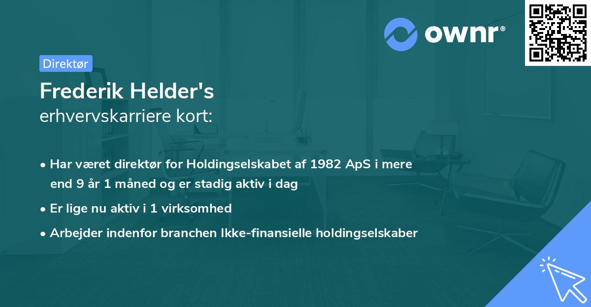Frederik Helder's erhvervskarriere kort