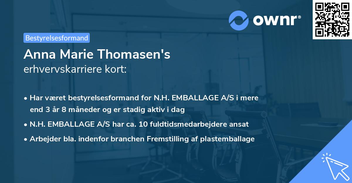 Anna Marie Thomasen's erhvervskarriere kort