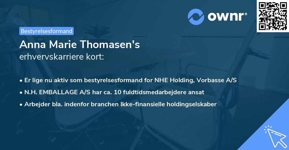 Anna Marie Thomasen's erhvervskarriere kort