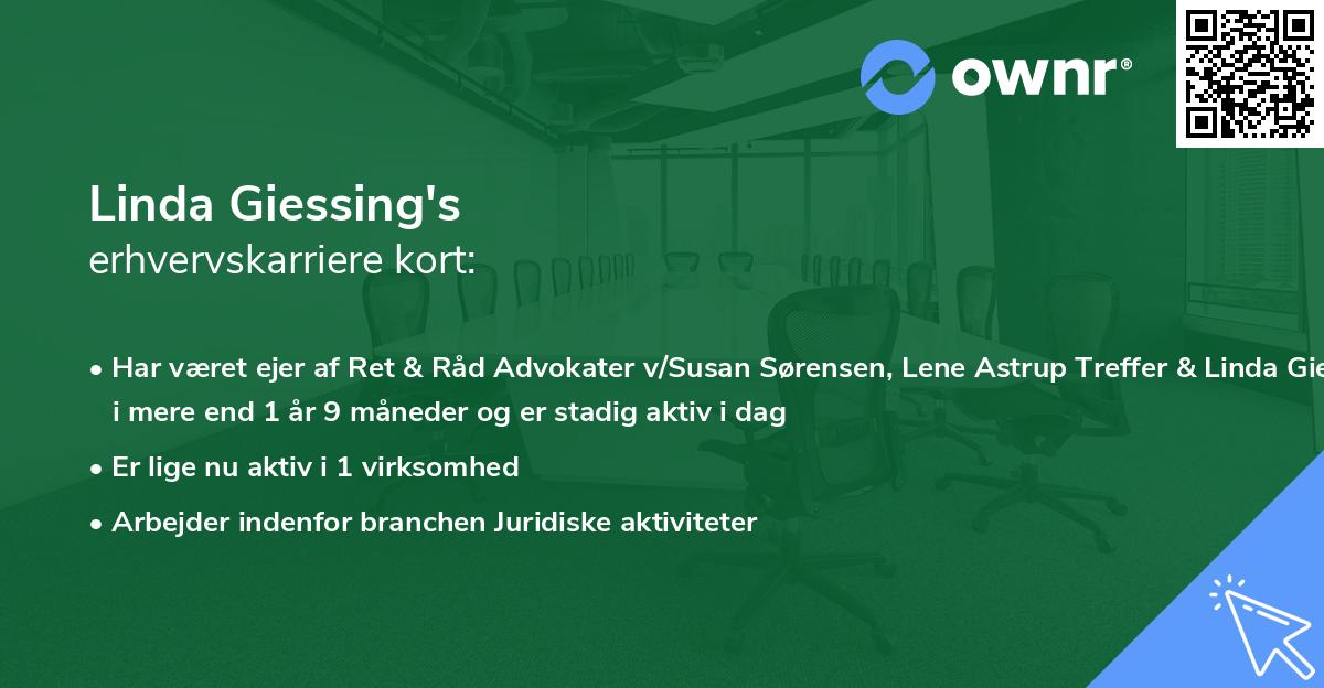Linda Giessing's erhvervskarriere kort