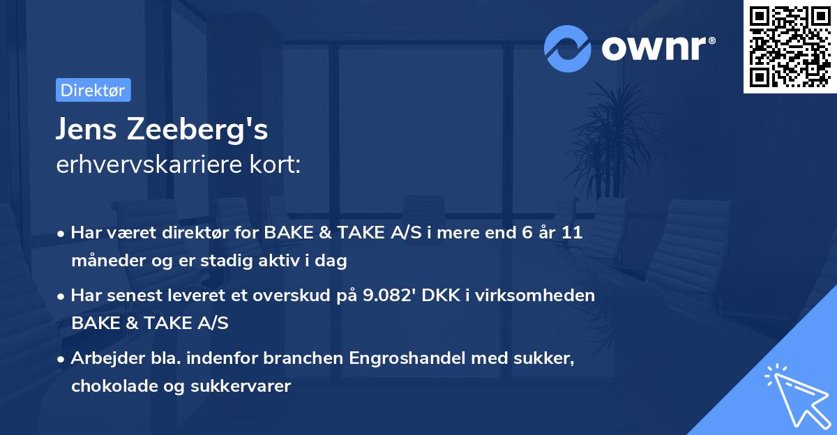 Jens Zeeberg's erhvervskarriere kort