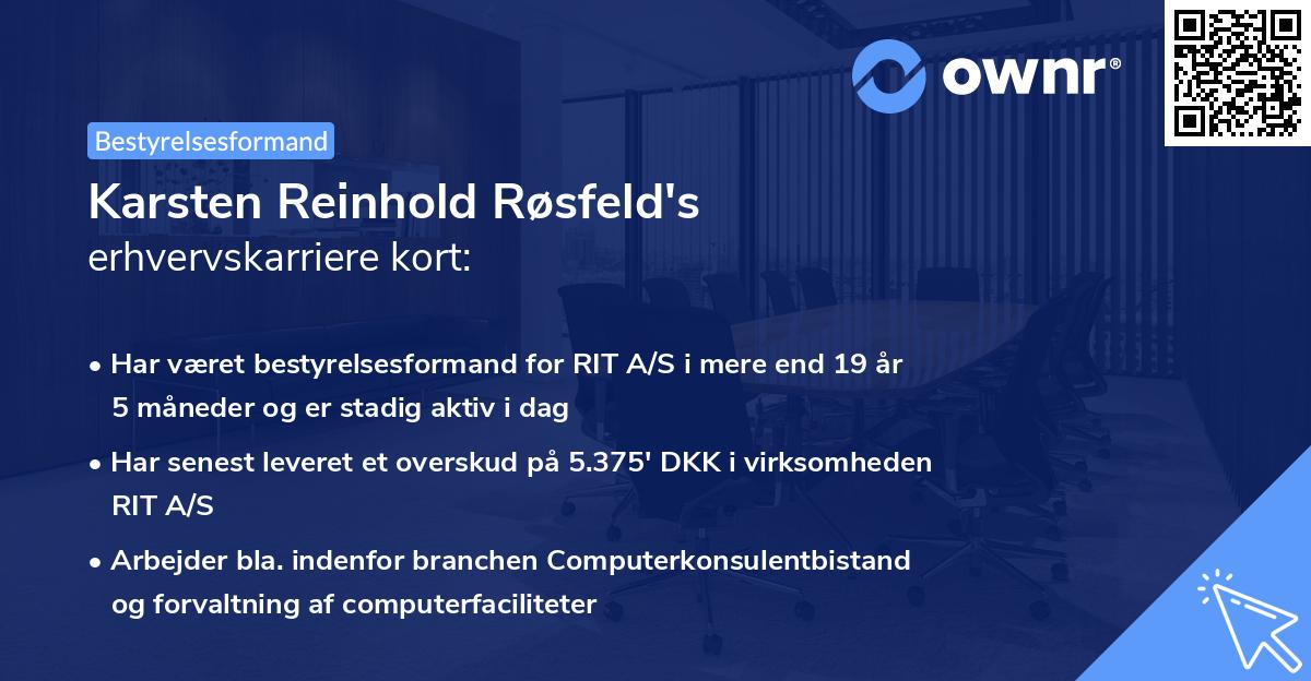 Karsten Reinhold Røsfeld's erhvervskarriere kort