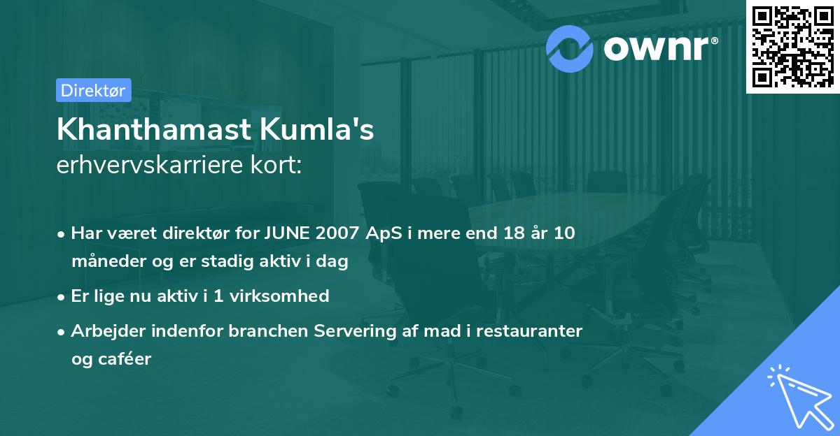 Khanthamast Kumla's erhvervskarriere kort