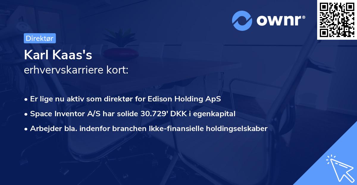 Karl Kaas's erhvervskarriere kort
