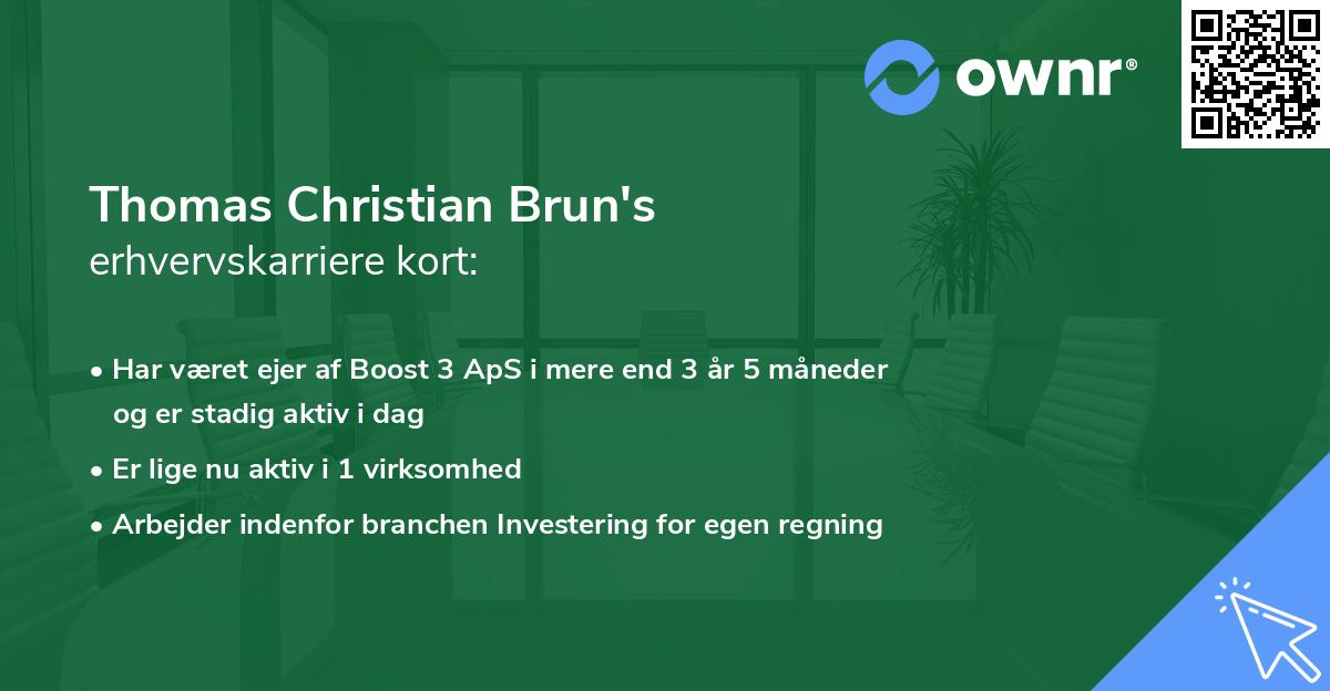 Thomas Christian Brun's erhvervskarriere kort