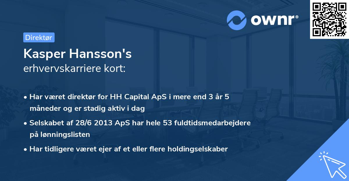 Kasper Hansson's erhvervskarriere kort