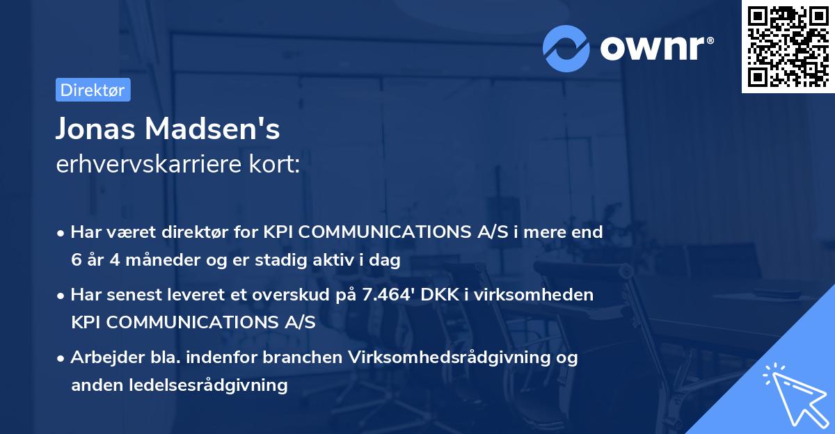 Jonas Madsen's erhvervskarriere kort