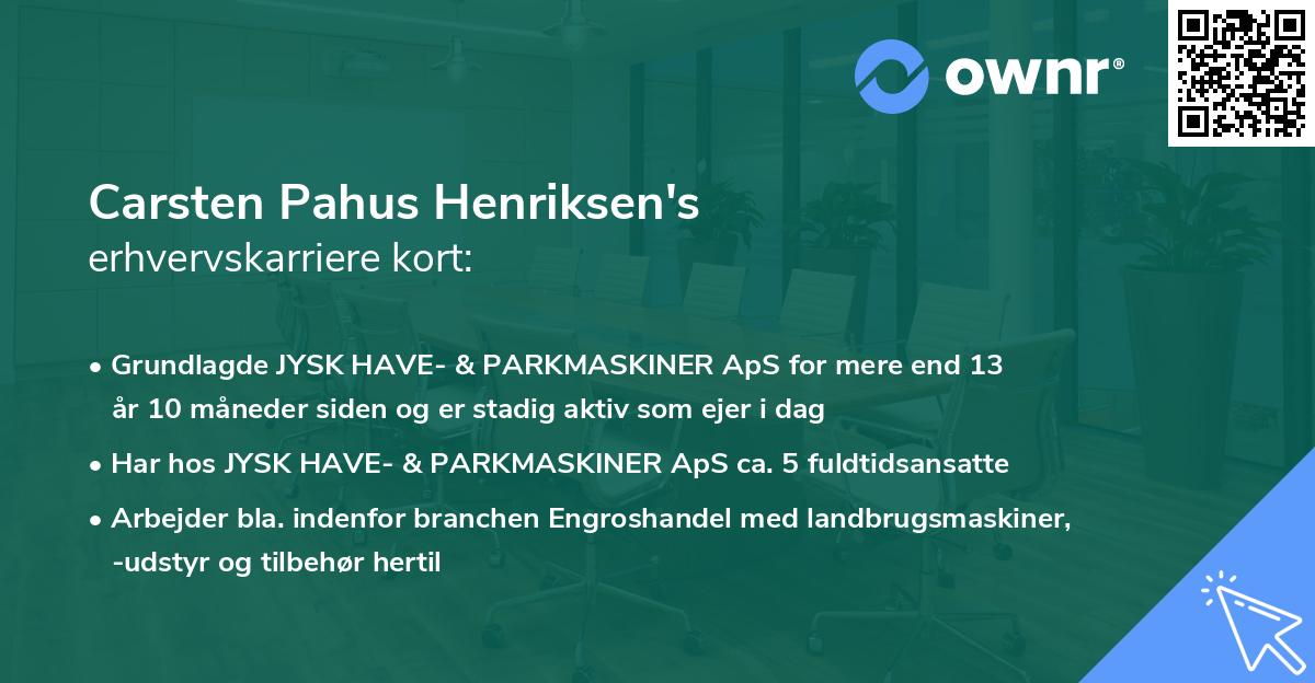 Carsten Pahus Henriksen's erhvervskarriere kort