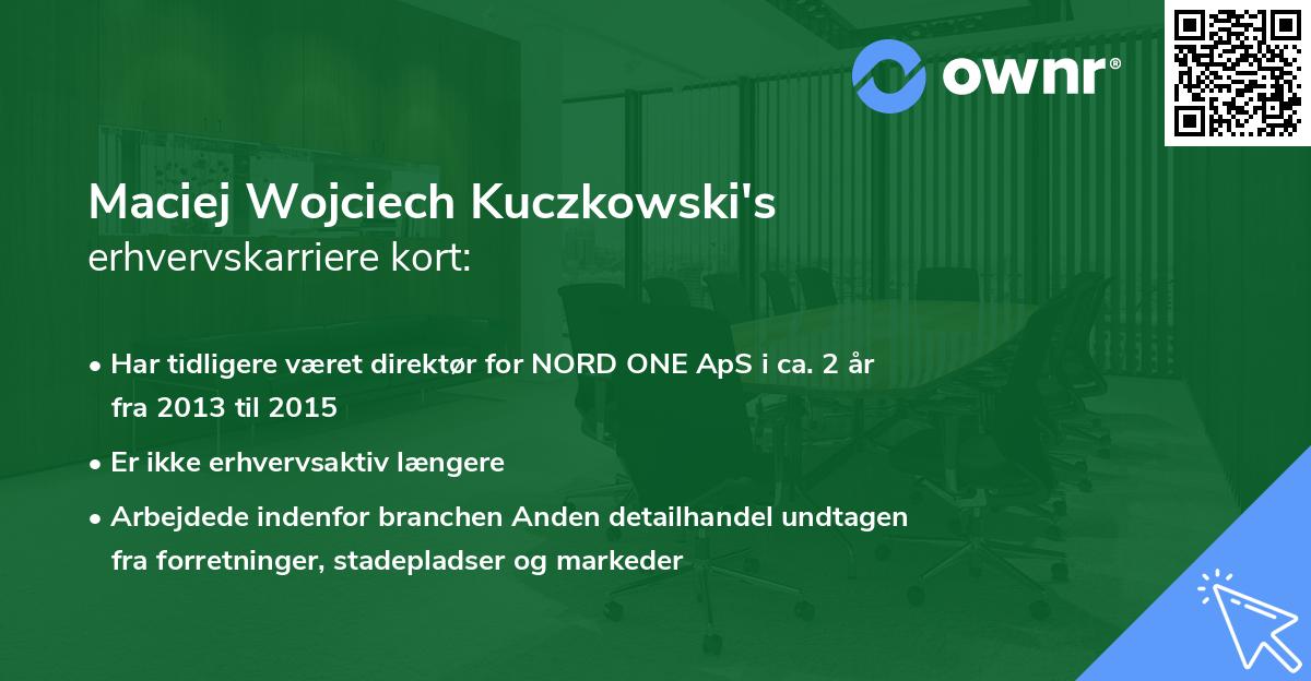 Maciej Wojciech Kuczkowski's erhvervskarriere kort