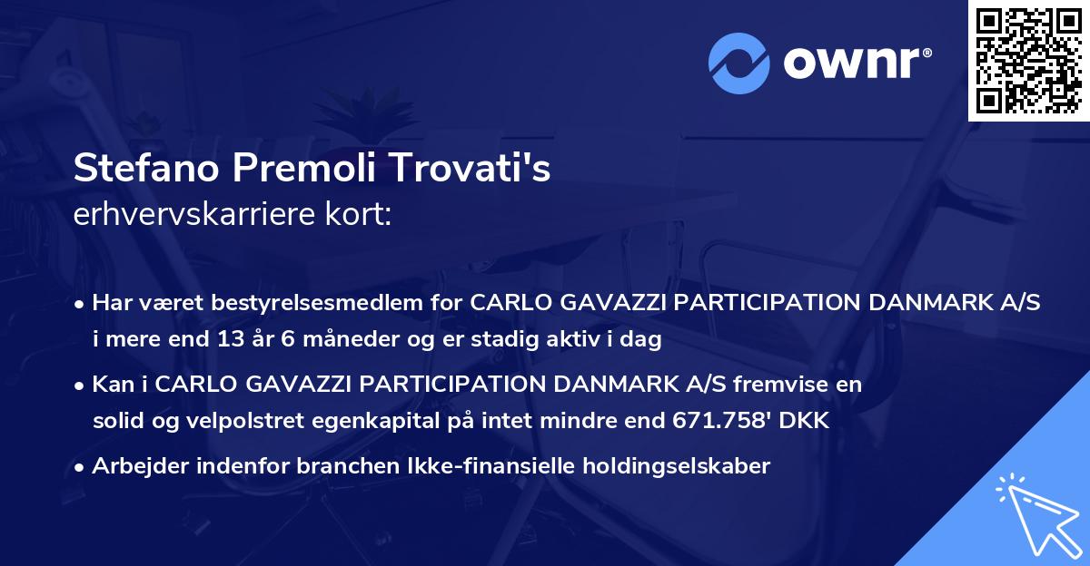 Stefano Premoli Trovati's erhvervskarriere kort