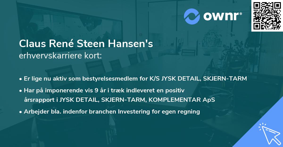 Claus René Steen Hansen's erhvervskarriere kort