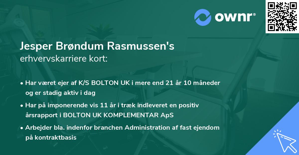 Jesper Brøndum Rasmussen's erhvervskarriere kort