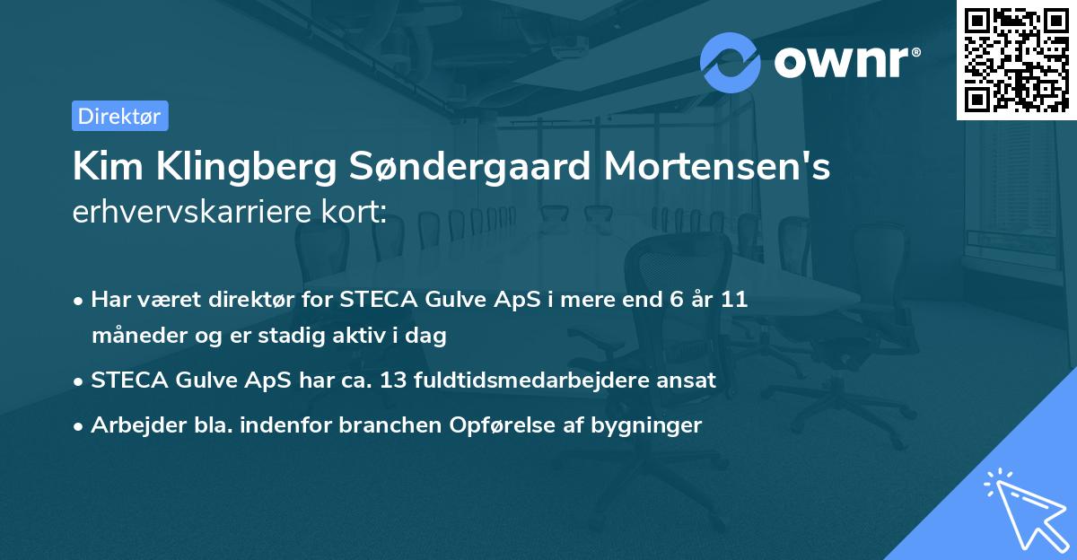 Kim Klingberg Søndergaard Mortensen's erhvervskarriere kort