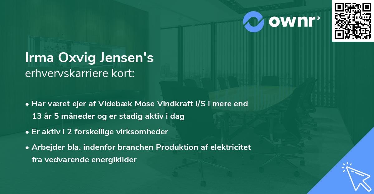 Irma Oxvig Jensen's erhvervskarriere kort
