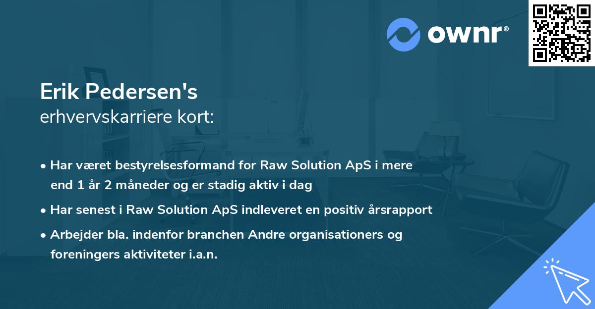 Erik Pedersen's erhvervskarriere kort