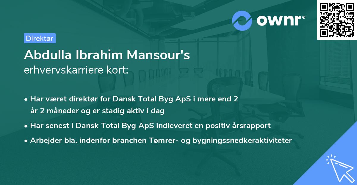Abdulla Ibrahim Mansour's erhvervskarriere kort