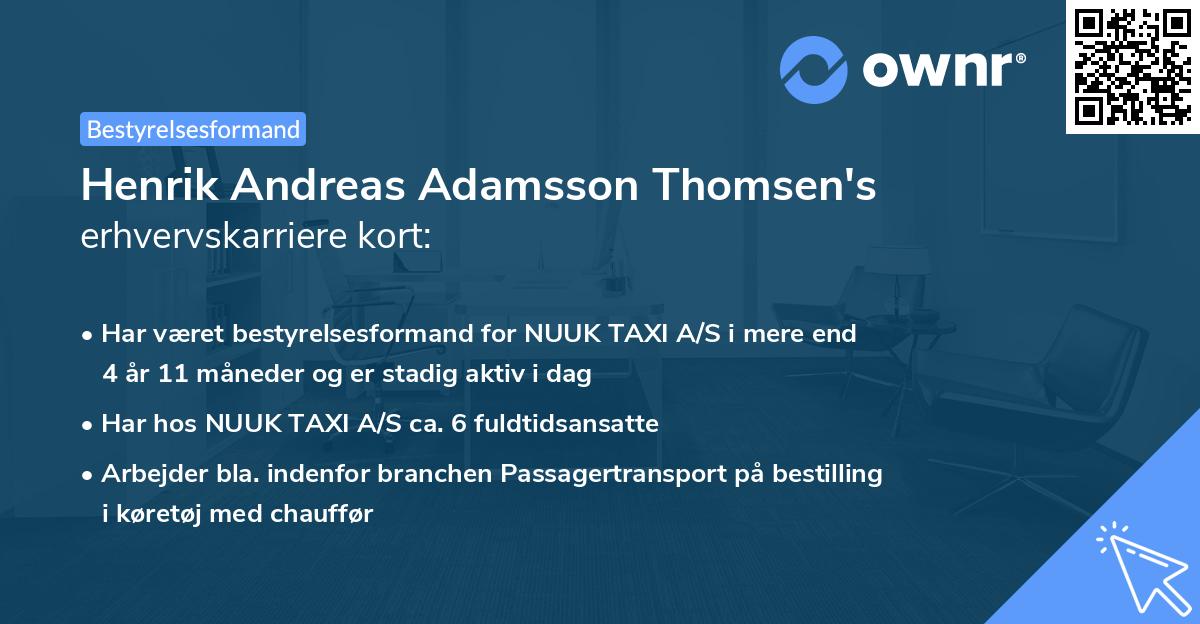 Henrik Andreas Adamsson Thomsen's erhvervskarriere kort