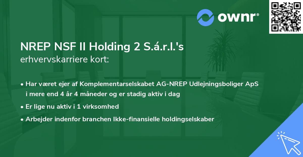 NREP NSF II Holding 2 S.á.r.l.'s erhvervskarriere kort