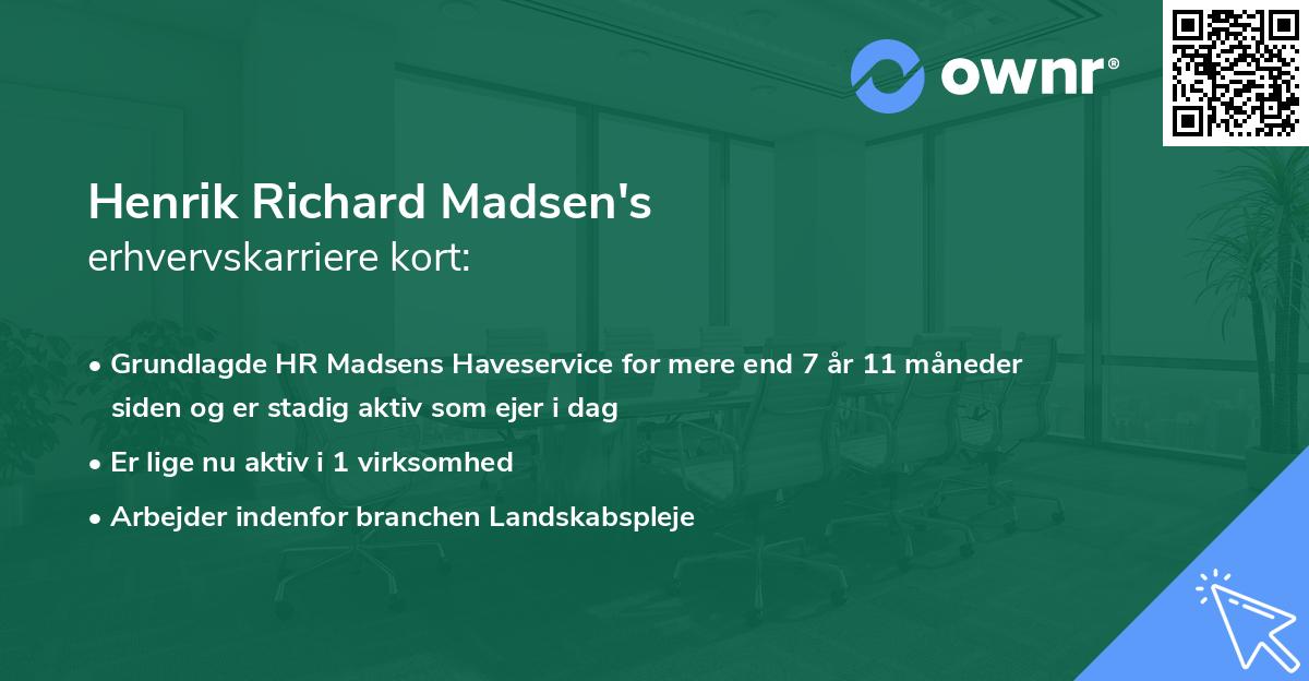 Henrik Richard Madsen's erhvervskarriere kort