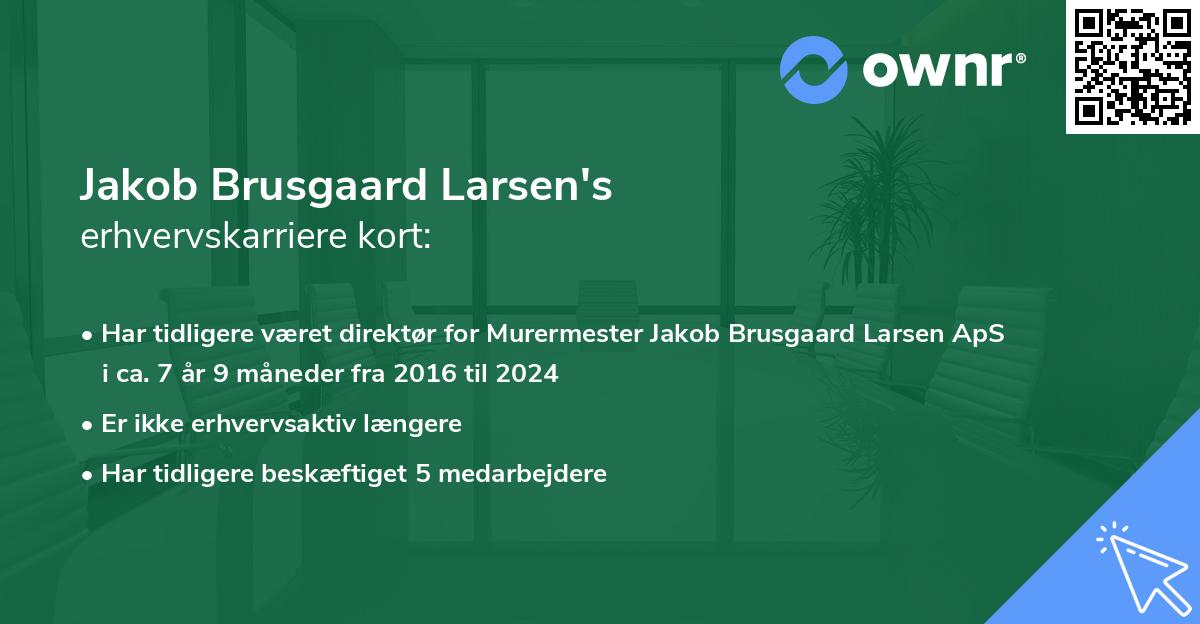 Jakob Brusgaard Larsen's erhvervskarriere kort