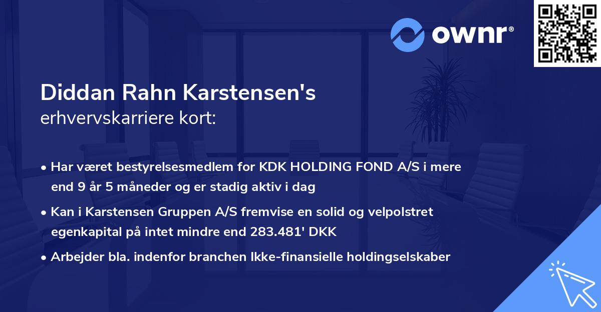 Diddan Rahn Karstensen's erhvervskarriere kort