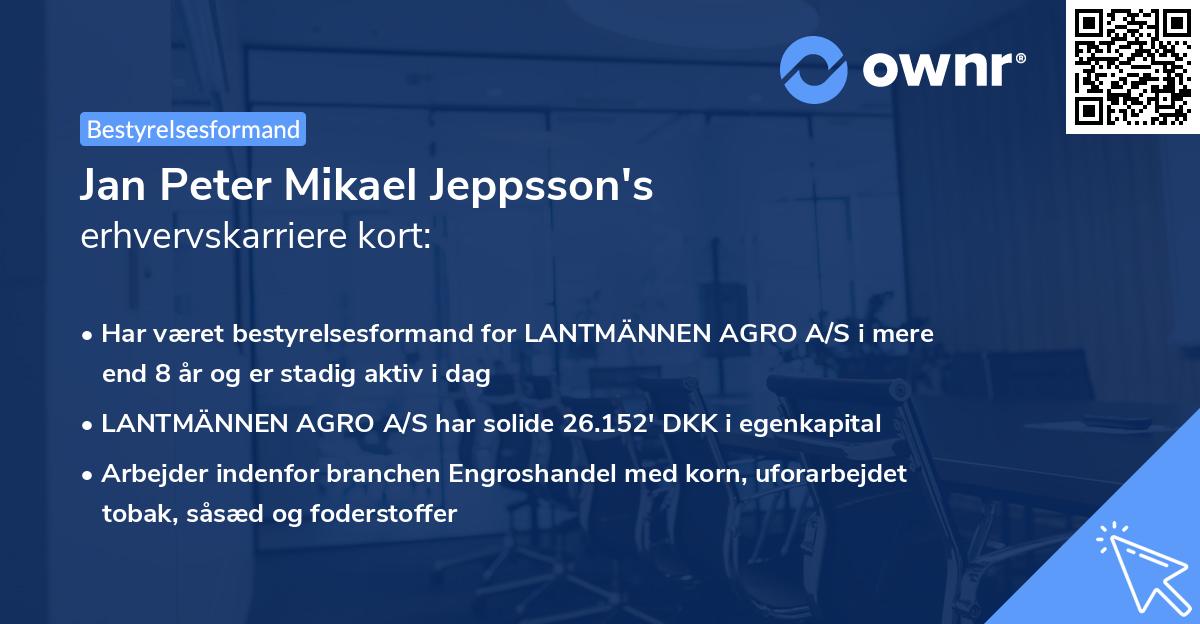 Jan Peter Mikael Jeppsson's erhvervskarriere kort