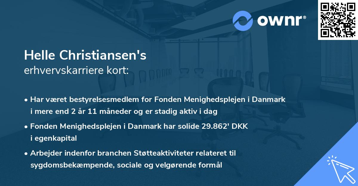 Helle Christiansen's erhvervskarriere kort