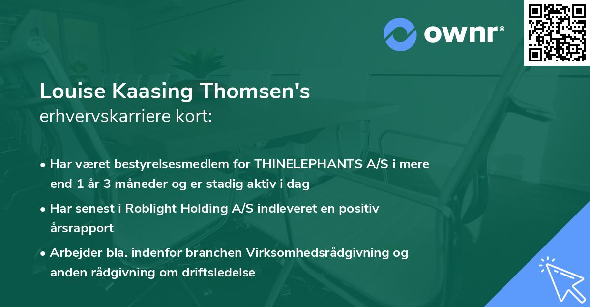 Louise Kaasing Thomsen's erhvervskarriere kort