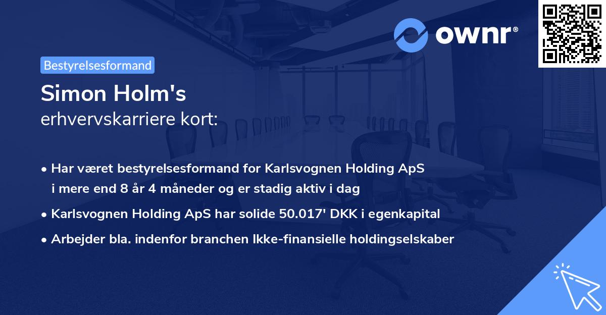 Simon Holm's erhvervskarriere kort