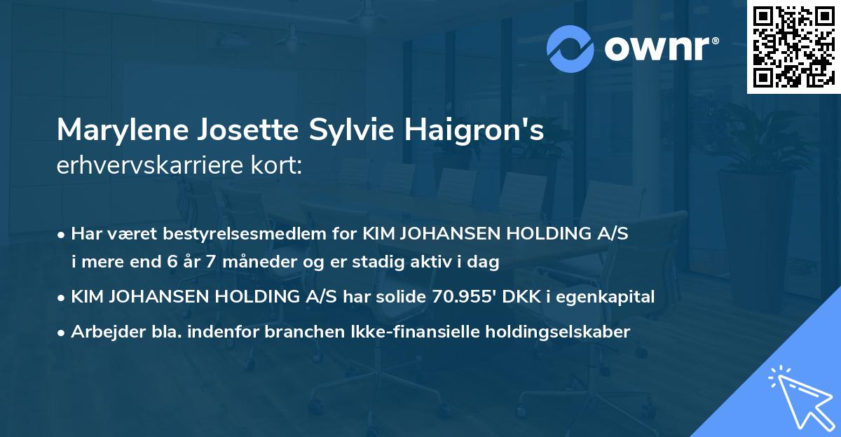 Marylene Josette Sylvie Haigron's erhvervskarriere kort