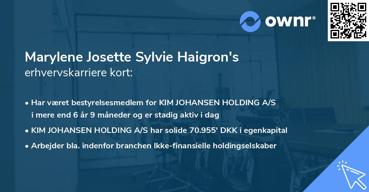 Marylene Josette Sylvie Haigron's erhvervskarriere kort