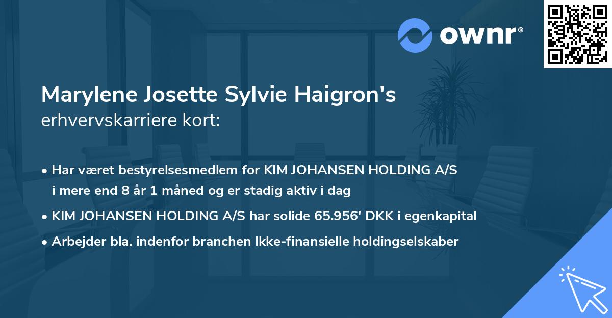 Marylene Josette Sylvie Haigron's erhvervskarriere kort