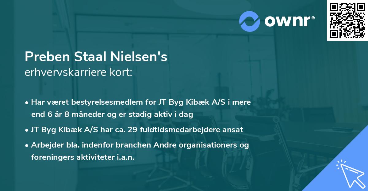 Preben Staal Nielsen's erhvervskarriere kort
