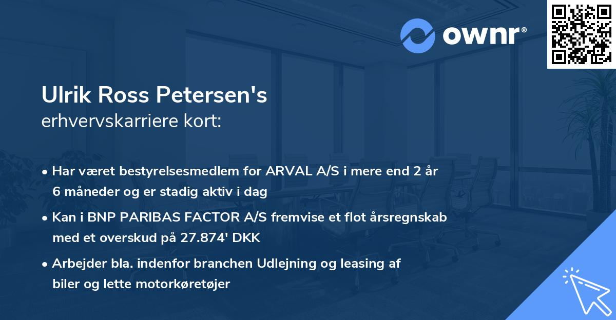 Ulrik Ross Petersen's erhvervskarriere kort