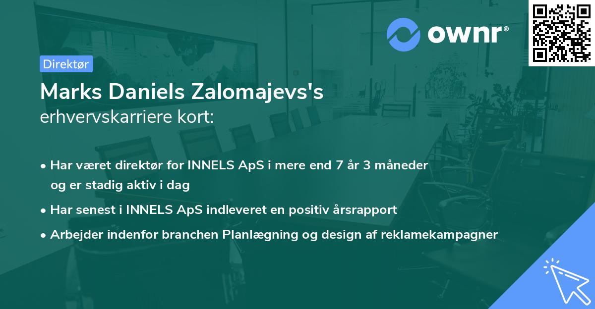 Marks Daniels Zalomajevs's erhvervskarriere kort