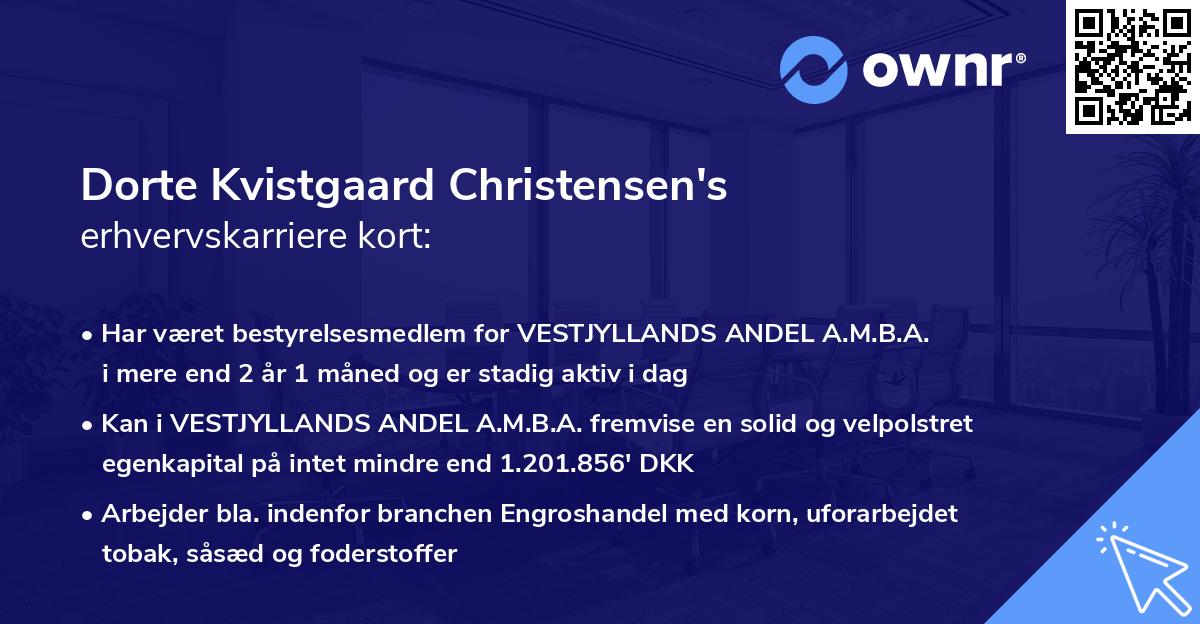 Dorte Kvistgaard Christensen's erhvervskarriere kort