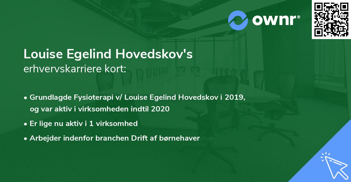 Louise Egelind Hovedskov's erhvervskarriere kort