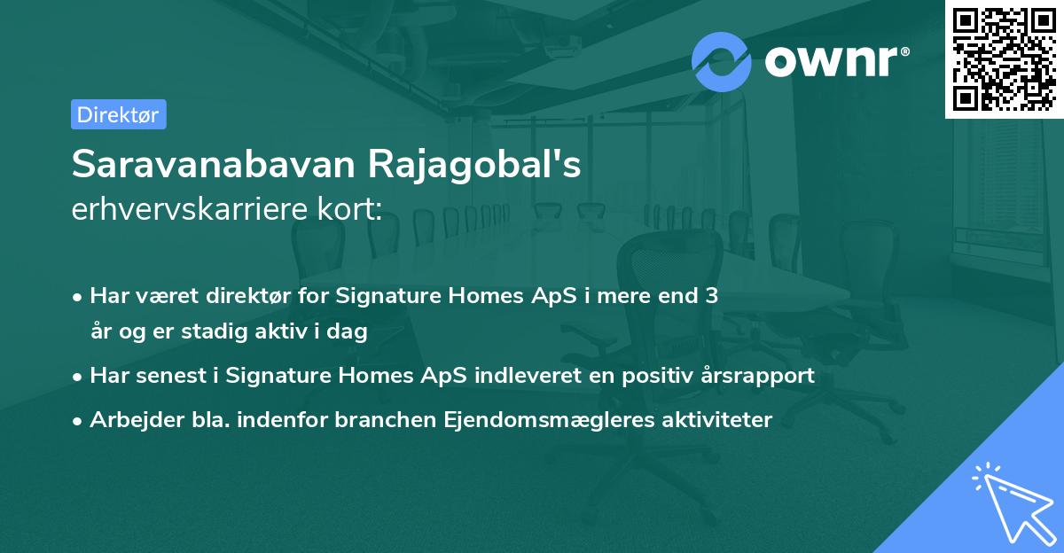 Saravanabavan Rajagobal's erhvervskarriere kort