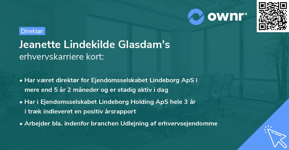 Jeanette Lindekilde Glasdam's erhvervskarriere kort