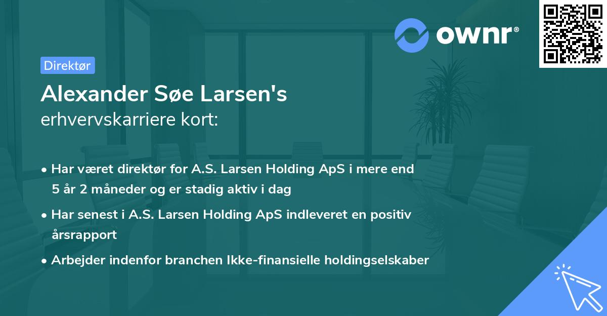 Alexander Søe Larsen's erhvervskarriere kort