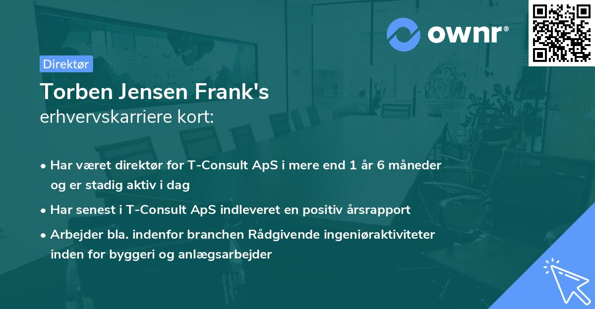 Torben Jensen Frank's erhvervskarriere kort